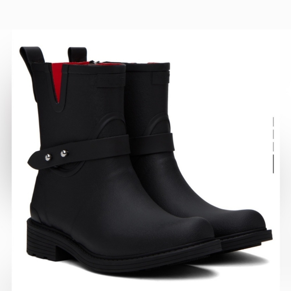 Rag & Bone Moto Rain Boots In Black